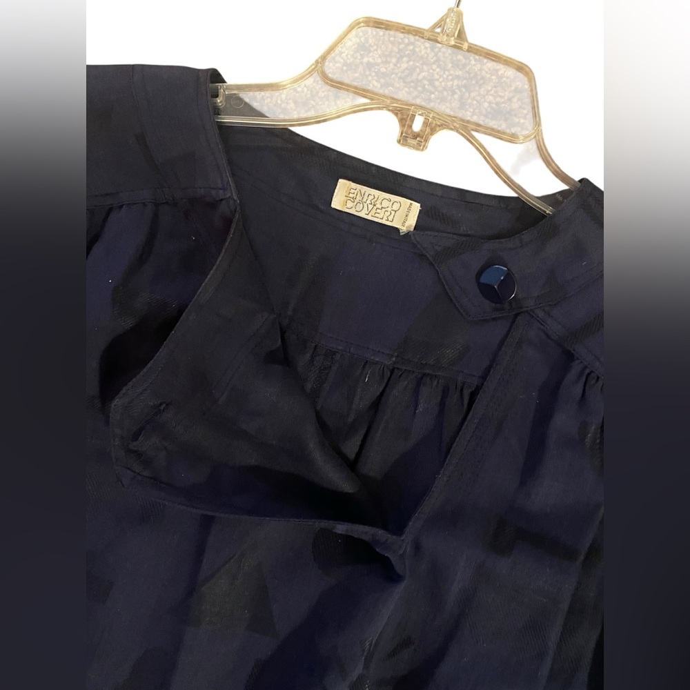 VTG ENRICO COVERI Navy Blue Geometric Pattern Short Sleeve Lightweight Dress - Picture 8 of 10